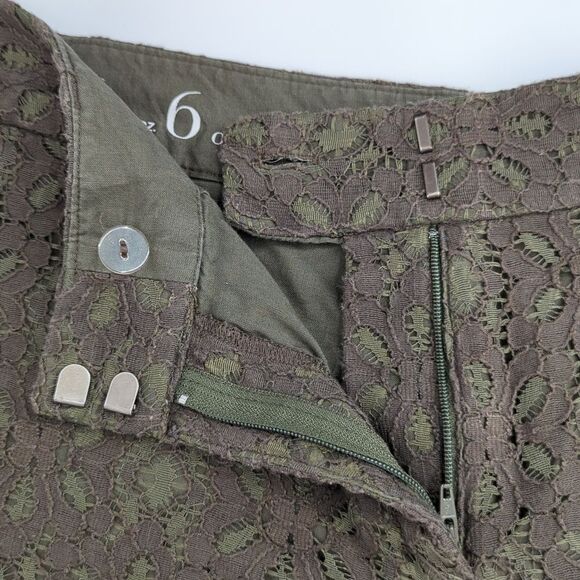Ann Taylor LOFT Dark Forest Green Lace Floral Shorts 6 Original - Picture 7 of 10